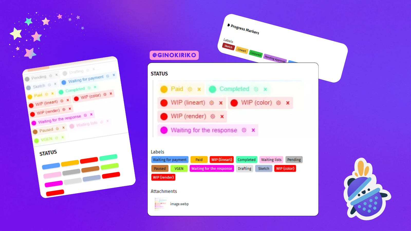 Card with label cover images and regular labels on Sieve page